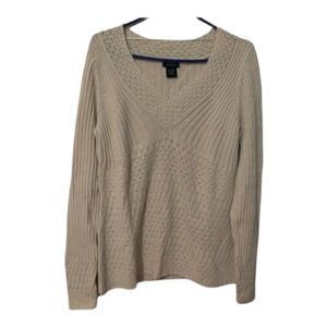 Calvin Klein Beige Ribbed V-Neck Knit Sweater size extra large 2/25$